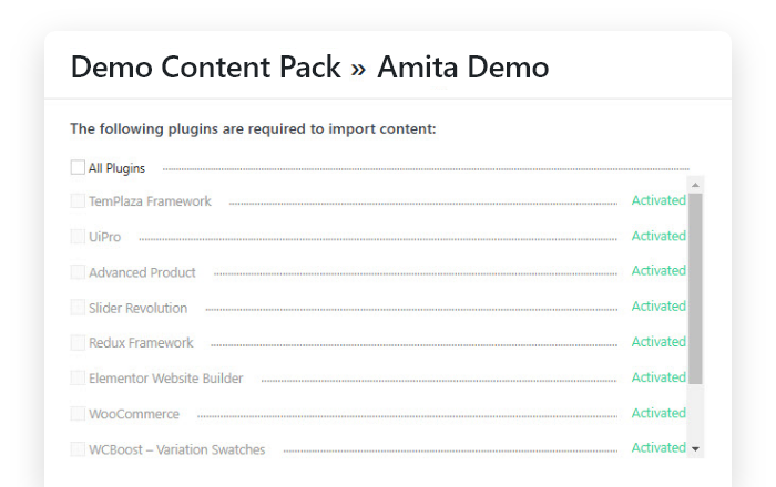 Install any starter website with <em>one-click</em> importer